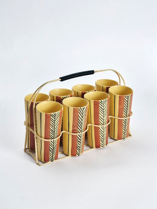 Set of Eight Ceramic Picnic Tumblers