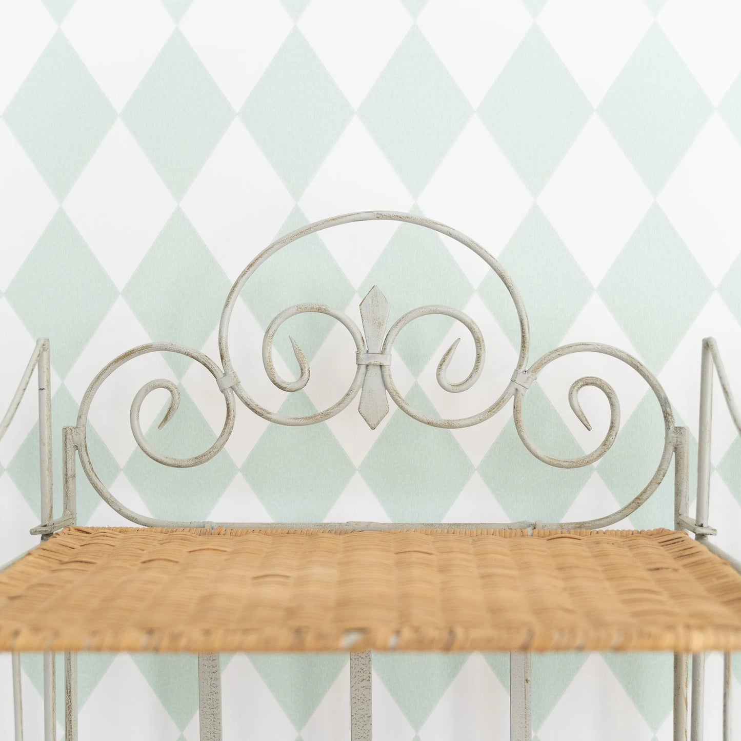 Pair of Vintage Iron Rattan Shelving Unit