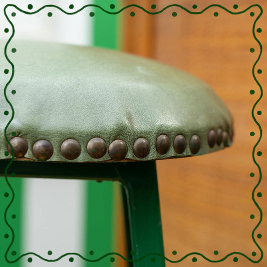 Pair of Khaki Iron Bar Stools