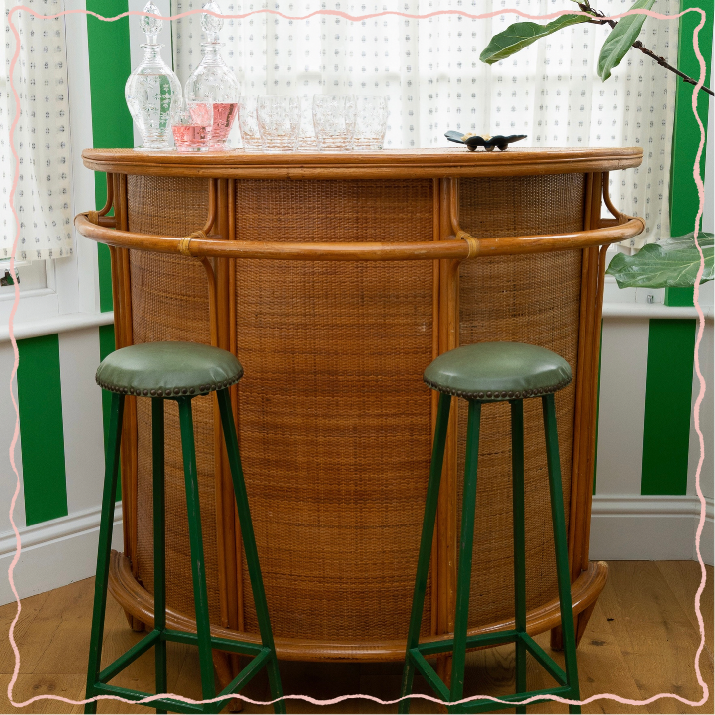 Vintage Bamboo Bar Counter