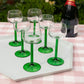 Retro French Green Stemmed Wine Glasses